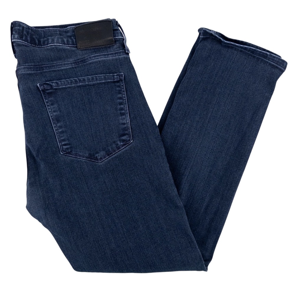 Paige Mens 34x28 Federal Slim Straight Jeans Dark‎ Blue Inkwell Denim Stretch